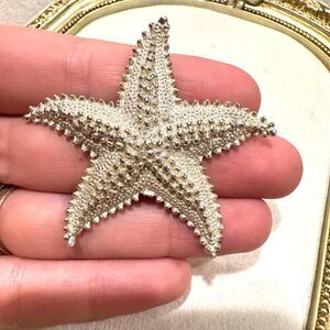 Vintage Jewelry Gold Tone Textured Starfish Star Fish Brooch Pin
